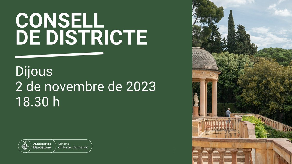 📢 Tot a punt per començar la sessió ordinària del #ConsellHortaGuinardó

💻 Podràs seguir-la en directe al web del districte: barcelona.cat/horta-guinardo

🙌 La retransmissió incorpora mesures d'accessibilitat com la subtitulació i la llengua de signes