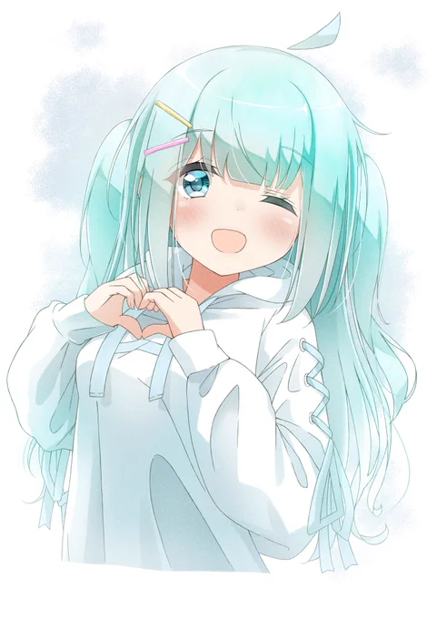 パーカーふわふわ女の子描きました