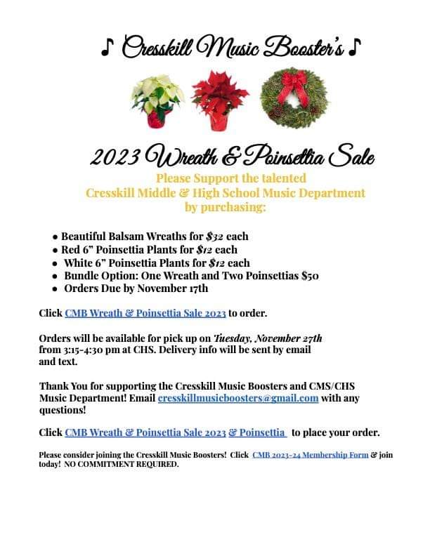 Please help support our students through our Music Booster annual fundraisers!