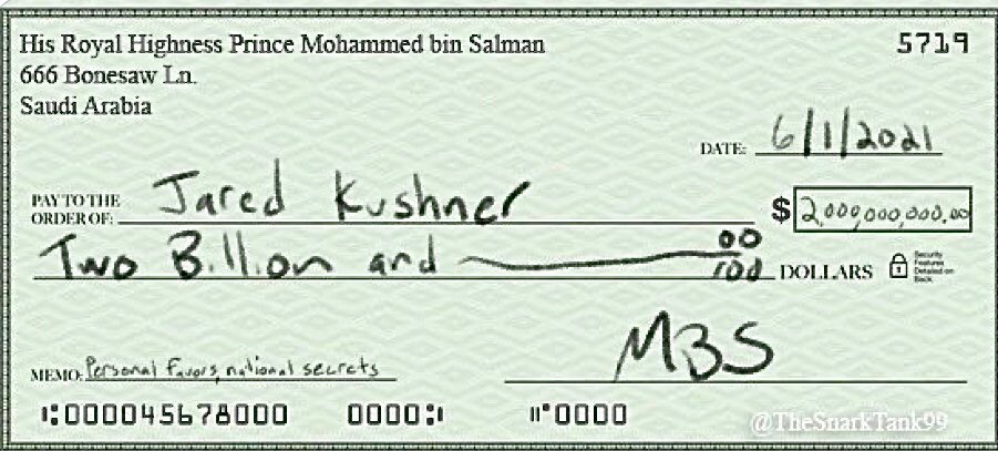 @Jim_Jordan $2 billion from the Saudis for Jared 13 trademarks in CHINA for Ivanka Crickets from the GOP