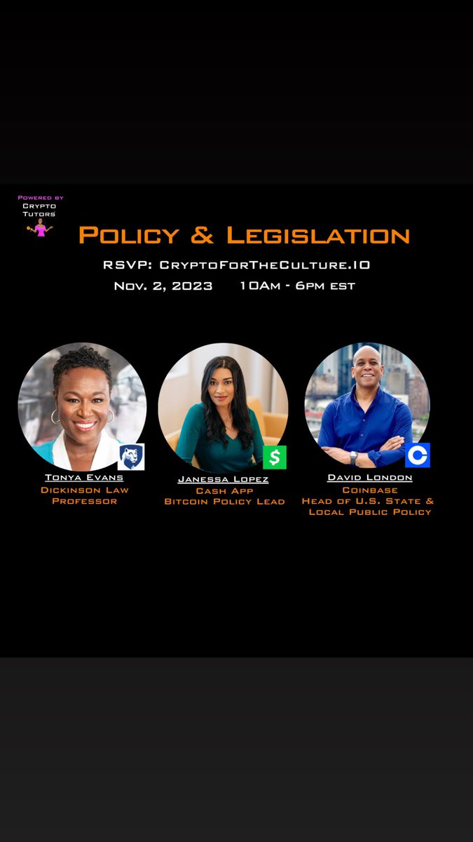 On now. Next up, I moderate the policy and legislation panel.

Real leaders. Real solutions. 

Join us on #CryptoForTheCulture

CryptoForTheCulture.io