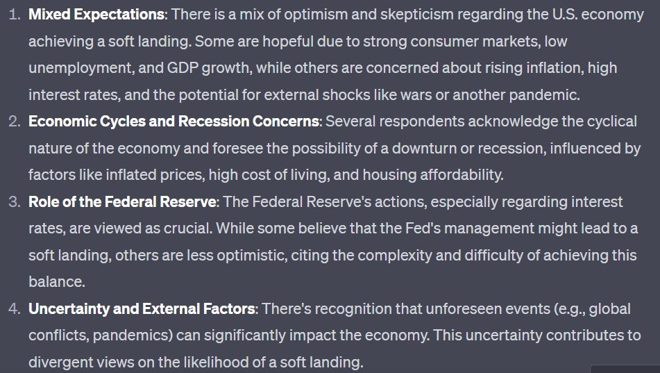 EconoMEHics's tweet photo. fun week talking about the macro landscape and hard vs. soft landings during #FOMC week. i asked students if they thought a soft landing was possible...consistent with most economists, no strong leanings! happy to see the balanced views! #nooneknows

here is the #chatgpt summary! https://t.co/ZNTnjN7Zf6