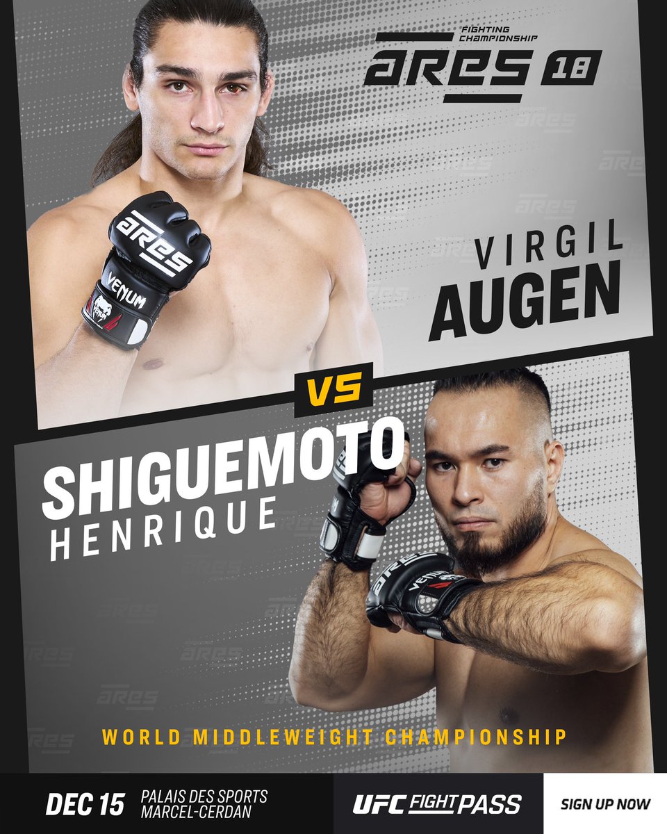 ares_fighting's tweet photo. Their last two impressive wins have earned them the TITLE SHOT 🏆, who between Henrique Shiguemoto and Virgil Augen will come out on top ? 😤🔥

[🎫 Réservez vos billets pour nos prochains événements | https://t.co/WW6l4bN3p3] https://t.co/DjBzHTBVEK