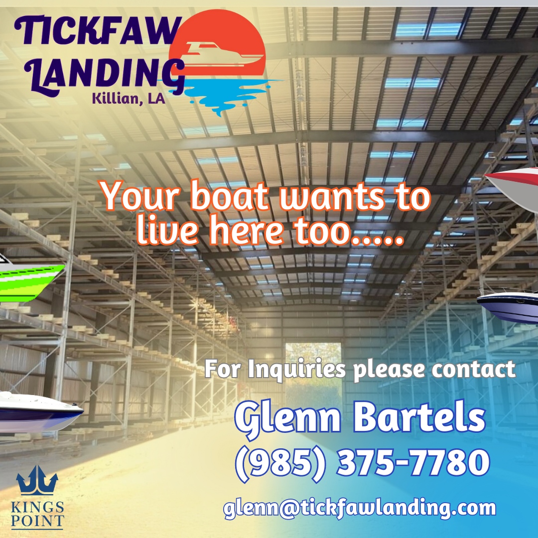 Tickfaw Landing - even your boat wants to live there!!  Contact Glenn Bartels to discuss leasing your boat a new home.  #tickfawlanding  #glennbartels #ultimatewaterfrontliving #louisianaliving #waterfrontcommunity #drydock #boatslips #kingspointconsulting #kingspoint #kingspo...