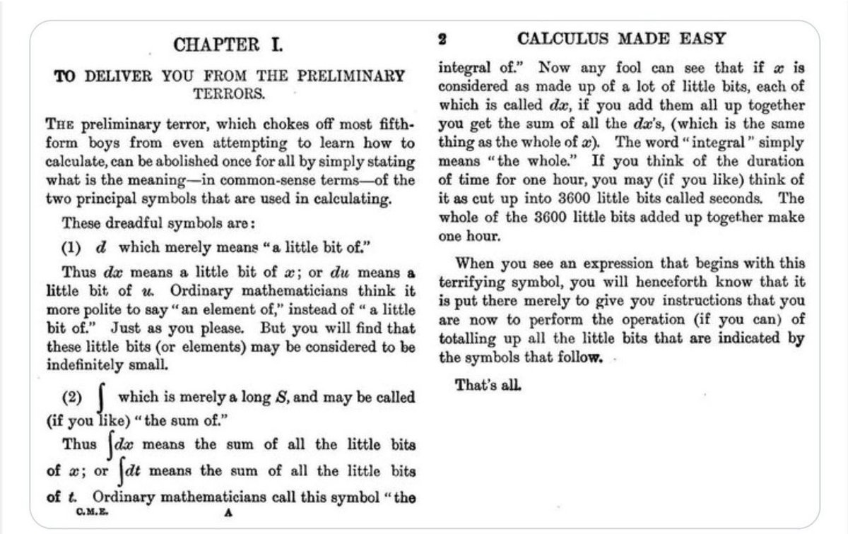 1910 yılında yazılmış bir matematik kitabından integral anlatımı 😊
#calculusmadeeasy