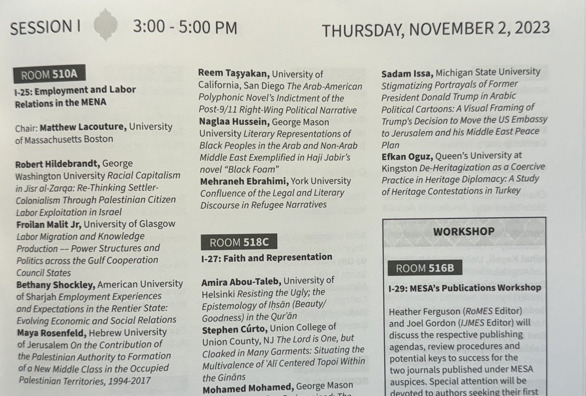 #MESA2023 colleagues – if you are still looking for a good panel to attend today, consider joining us in Room 510A at 3pm: @malit_jr and I will be presenting new work on the politics of #knowledge_production and #migration in the #Gulf.