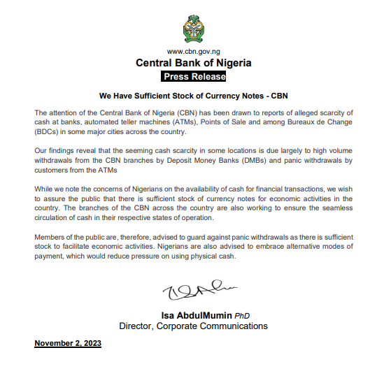 Central Bank of Nigeria tweet media