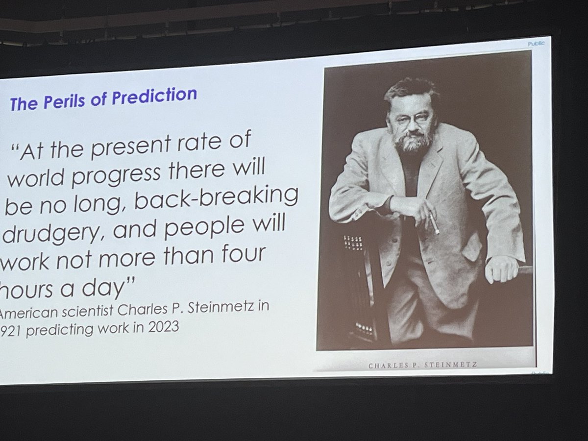 alison_500's tweet photo. Thanks @CENSIS121 for a thought provoking day. Never would I have known you could hack a Wi-Fi kettle or Bluetooth doll. @TheKenMunroShow My take away was from the engaging @DocNicola and the “perils of prediction” Steinmetz’ predicted in 2023 we would work a 4 hour working day! https://t.co/IBSO7IBA0C