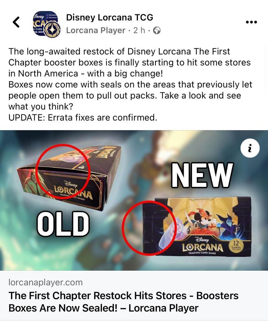 With this being released the 1st Chapter first print sets that havnt been opened will surely fly up in price now #lorcanafirstprint #lorcanareprint #lorcanatcg #lorcanathefirstchapter #lorcanathefirstchapterreprint