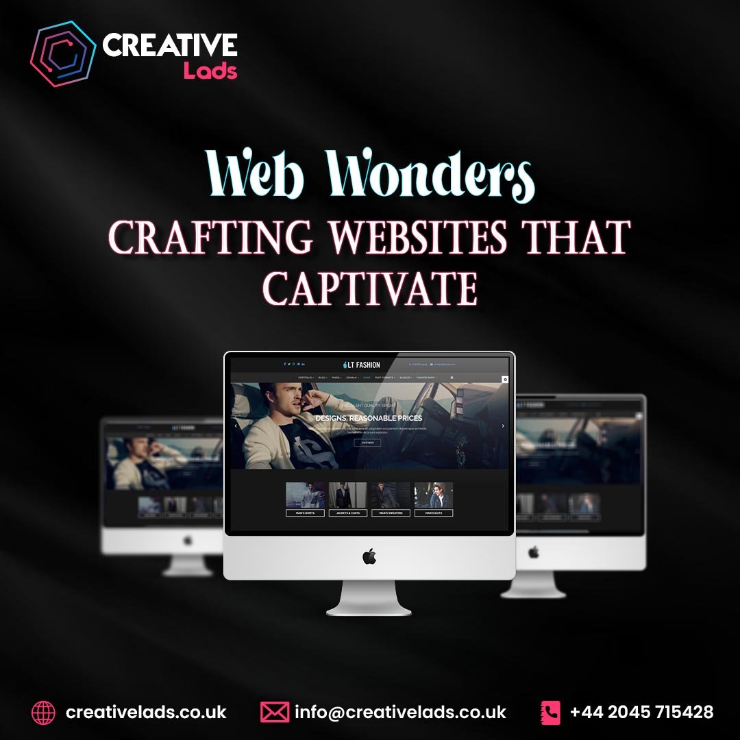 Web Wonders: Crafting Websites That Captivate!

#CreativeLads #WebDesign #WebDevelopment #OnlinePresence #CraftingWebsites #DigitalMagic #WebsiteDesign #WebWonders #CaptivateAudience #CustomizedWebsites #WebDevelopmentServices #DigitalMarketing #ResponsiveDesign #UXDesign #UIUX