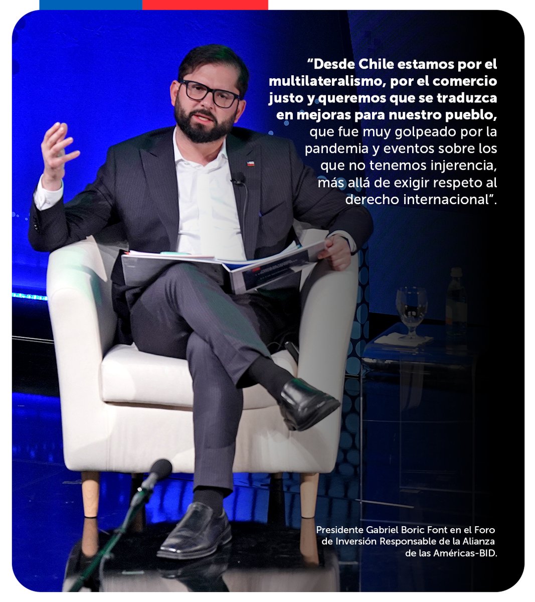 Archivo20222026's tweet photo. #MásInversión | El Presidente @GabrielBoric participó en el Foro de Inversión Responsable de la Alianza de las Américas-BID, en su primer día de #VisitaEEUU. En la oportunidad, compartió con la Presidenta Dina Boluarte de Perú y el Presidente de Ecuador, Guillermo Lasso. https://t.co/UAUOLaeU1k