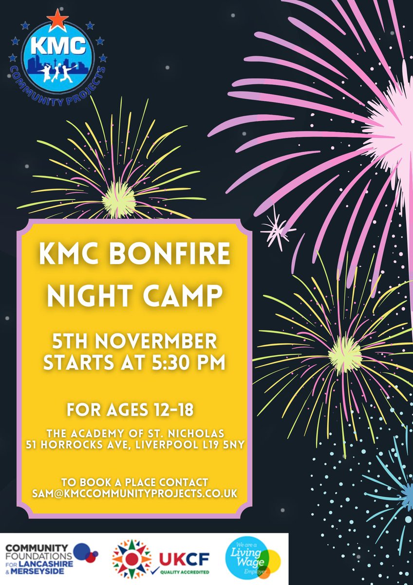 We’re delighted to announce we will be hosting a ‘Bonfire Night Camp’🎆🎆 Hot food and refreshments to be served as well as lots of sports and activities! Please see the flier for all the details!!