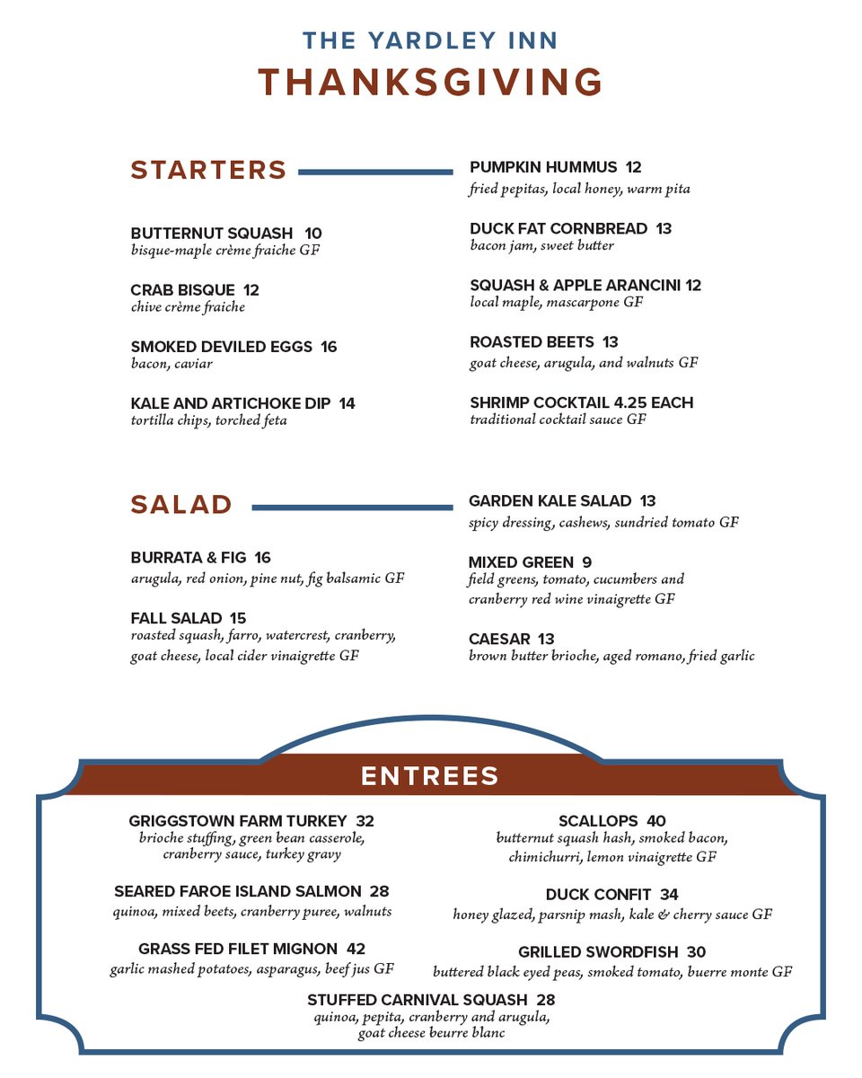 Gather 'round this Thanksgiving for a menu crafted with love, featuring the finest flavors of the season!  🍂 🍁Call 215-493-3800 to reserve your seat!