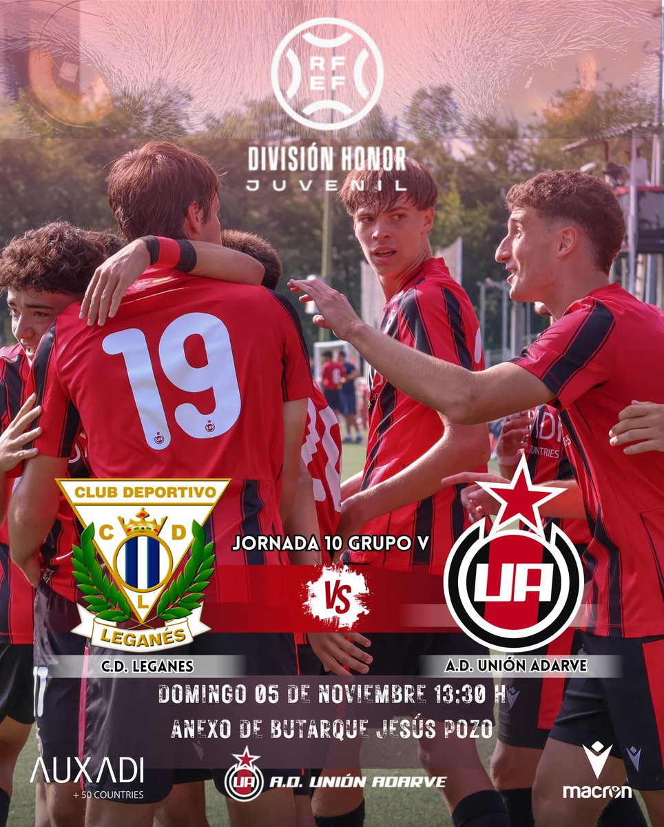 UnionAdarve's tweet photo. 👦🏻 𝐂𝐀𝐍𝐓𝐄𝐑𝐀 | ¡El Juvenil A quiere conquistar uno de los campos más difíciles de la categoría! 

🚌 Los chicos de @OnateYago visitarán a un Leganés que lleva 5 partidos sin conocer la derrota.  

💪¡El domingo queremos sumar tres puntos y lo queremos hacer todos JUNTOS! https://t.co/cZJY18qBDa