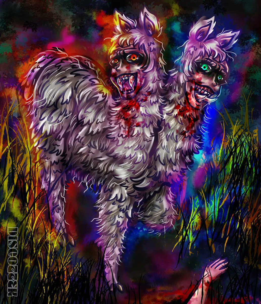 discottek's tweet photo. La jarjacha , Demonio del inc3st.0 caracterizado por ser una llama con rostro humano de 1 o hasta 3 cabezas, Hubo avistamientos de este ser por pueblos andinos en Perú 🇵🇪 Más info verás en mi instagram el proceso 💖👌
#Peru #jarjacha #llama #horror #MONSTERS #memeperu https://t.co/2arhDjw4rl