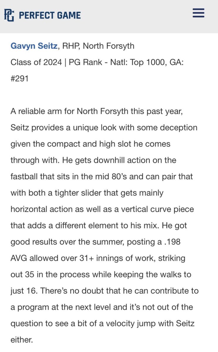 Thanks <a href="/PerfectGameUSA/">Perfect Game USA</a> for the write up!