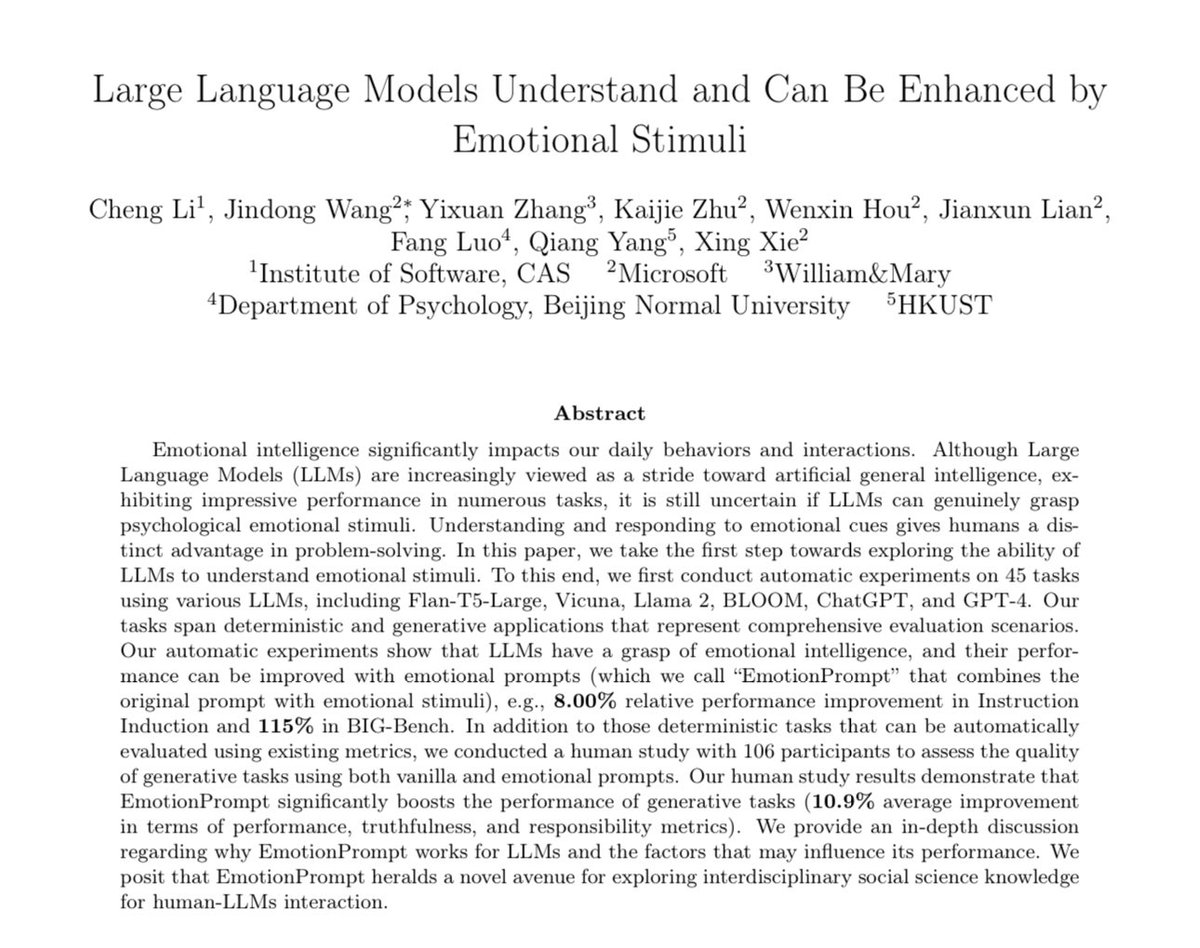 😳This was a study I was waiting for: does appealing to the (non-existent) “emotions“ of LLMs make them perform better? The answer is YES. Adding “this is important for my career” or “You better be sure” to a prompt gives better answers, both objectively & subjectively!