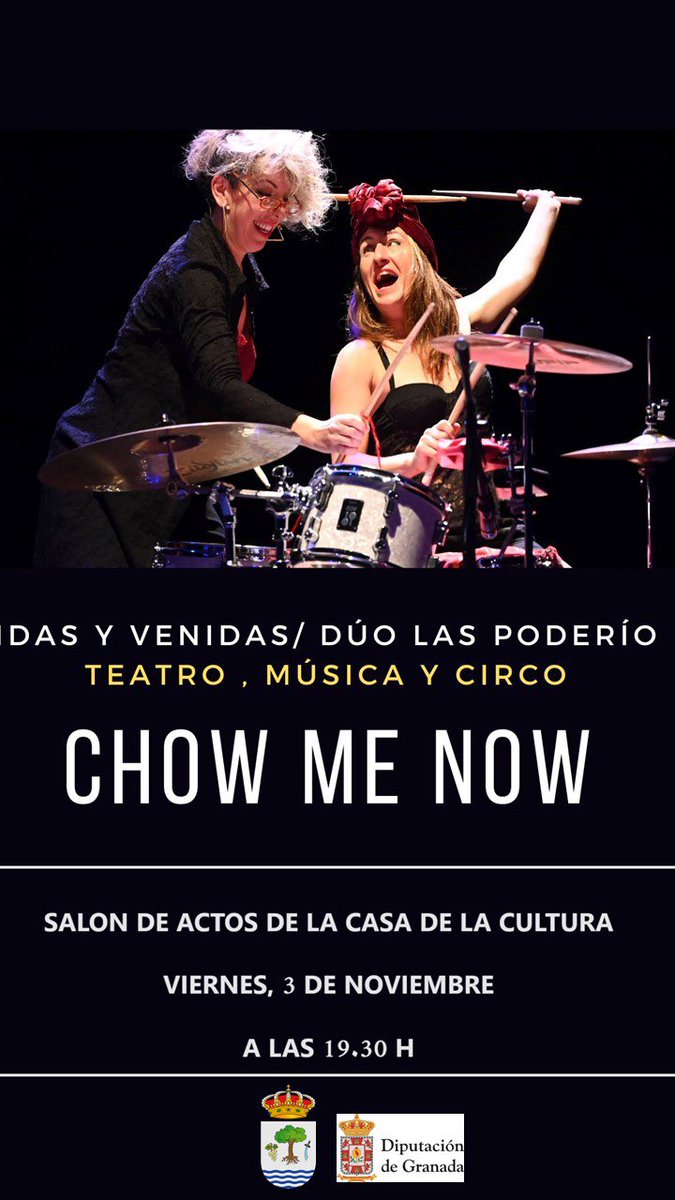 AytoDeMolvizar's tweet photo. 🎭 Tarde de teatro en el salón de actos de la casa de la cultura: Idas y venidas, de la mano del Dúo Las Poderío. Teatro, música y circo, el viernes 3 de noviembre a las 19:30h con entrada gratuita hasta completar aforo.
Organizan: Ayuntamiento de Molvízar y Diputación de Granada https://t.co/vf6VKjv6vu