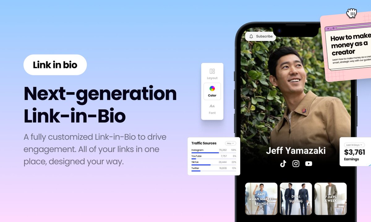 nealjean1's tweet photo. Beacons 2.0 is an AI-powered, all-in-one platform that consists of our reimagined Link in Bio, integrated with native Store, Email Marketing, and Media Kit tools for creators to market themselves and make money https://t.co/YwIFW5gfcU
