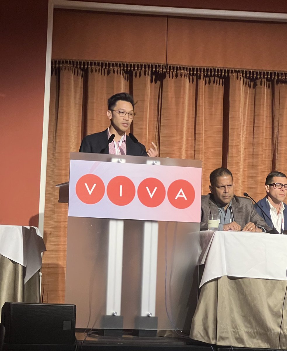 Dr Singh announcing the #VIVA23 Face-off Physician in Training competition winners. Congratulations Drs Camila Villacreces , John Do and Joel Ramirez! @JoelRamirezMD @HeartUCSF @MUSCVascular @VIVAPhysicians