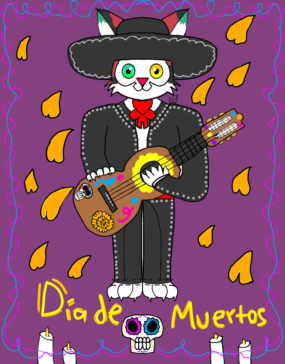 TTono5596124's tweet photo. Aquí les dejo un dibujo de una de mis celebraciones favoritas y de mi país espero que les guste porque está celebración se celebra hoy 2 de noviembre 😺💀🏵️
#furry #furryart #furrycommunity 
#furryfandom https://t.co/SnFbq8kNTP