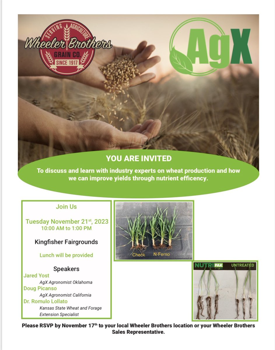 If you’re free, come by Nov 21st at 10am and listen to some great talks about improving nutrient efficiency. 

Thank you KState and OKStateExtention
