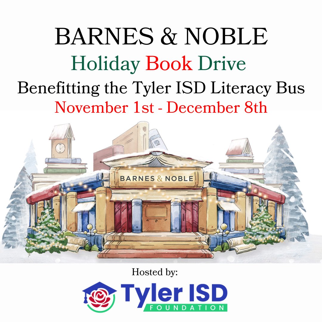 📚Help us restock our <a href="/TylerISD/">Tyler ISD 🏛</a>  Literacy Bus with books for our students this holiday season. Stop by Barnes &amp; Noble or visit online to purchase a book from our wish list to donate to the Tyler ISD Literacy Bus. Happy Holidays! 📚