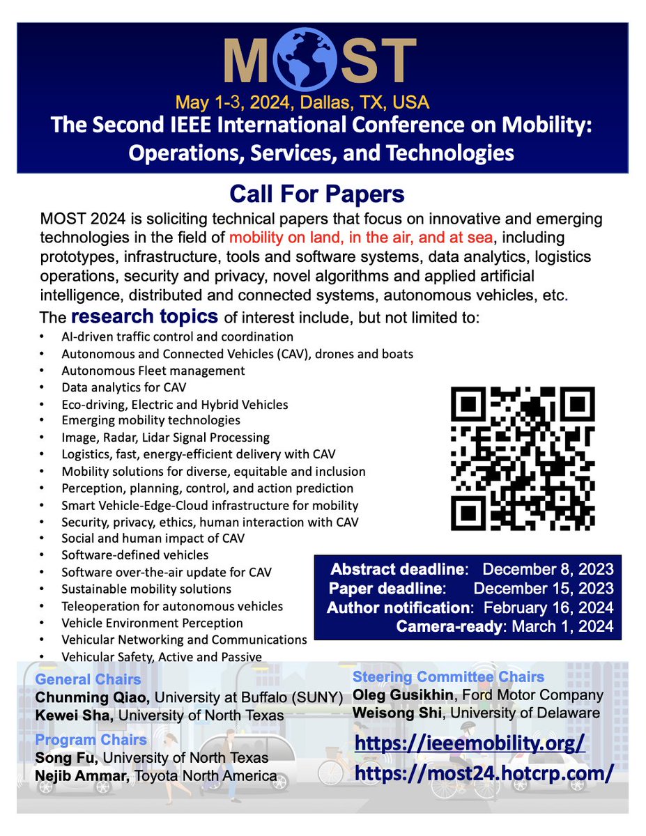 Currently searching for proposals! Mobility:
Operations, Services, and Technologies (MOST) is searching for papers that focus on innovative and emerging technologies.