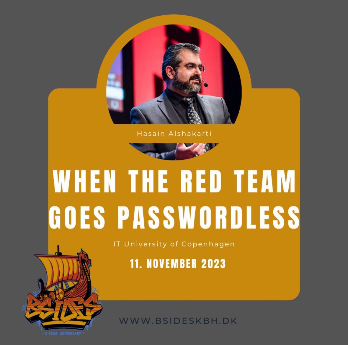 We are pleased to announce that <a href="/Alshakarti/">Hasain Alshakarti</a> will present “When the red team goes passwordless” at #bsideskbh 2023. Join us to learn different attacks on authentication in a #windows environment. 
#bsides #credentials #cybersecurity #infosec #redteam #passwordless #whfb