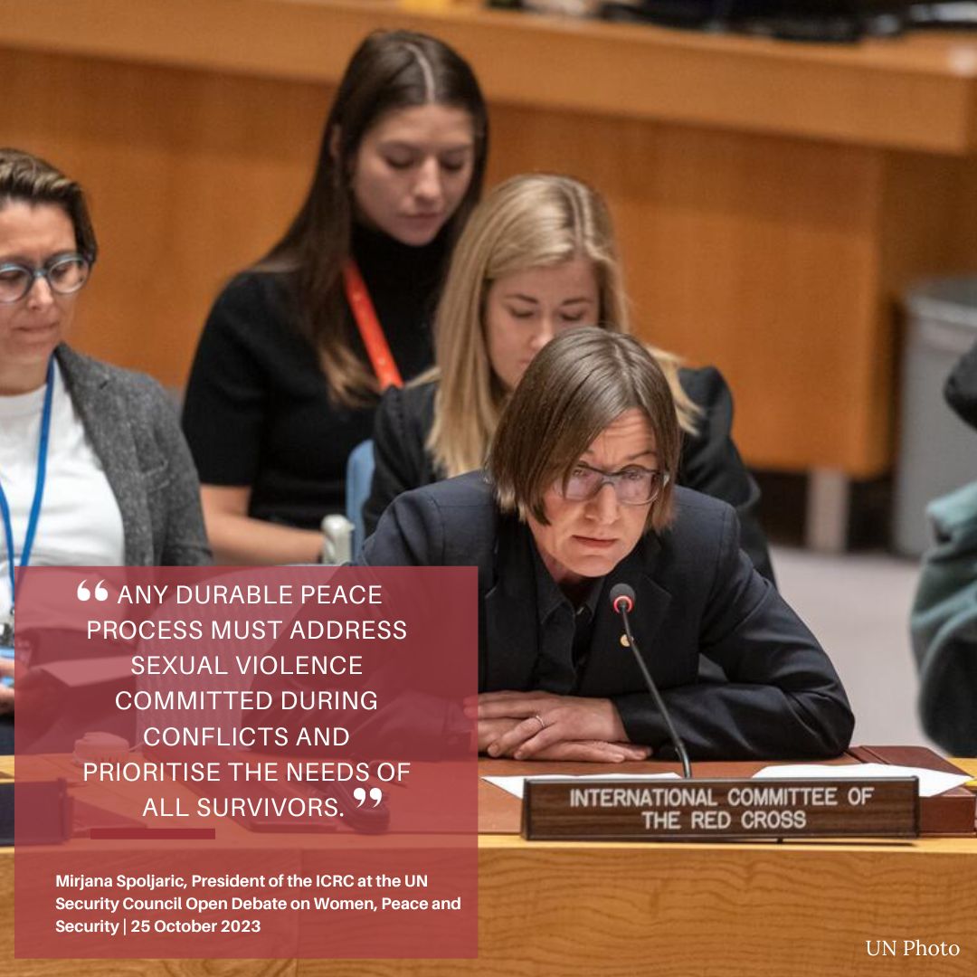UNAction's tweet photo. UN Action echoes @ICRC statement at the #WPSOpenDebate noting the need for a survivor-centred approach and the demand to address women's lack of access to specialised health services in conflict, especially when pregnant or giving birth. https://t.co/C5fZFnneSC