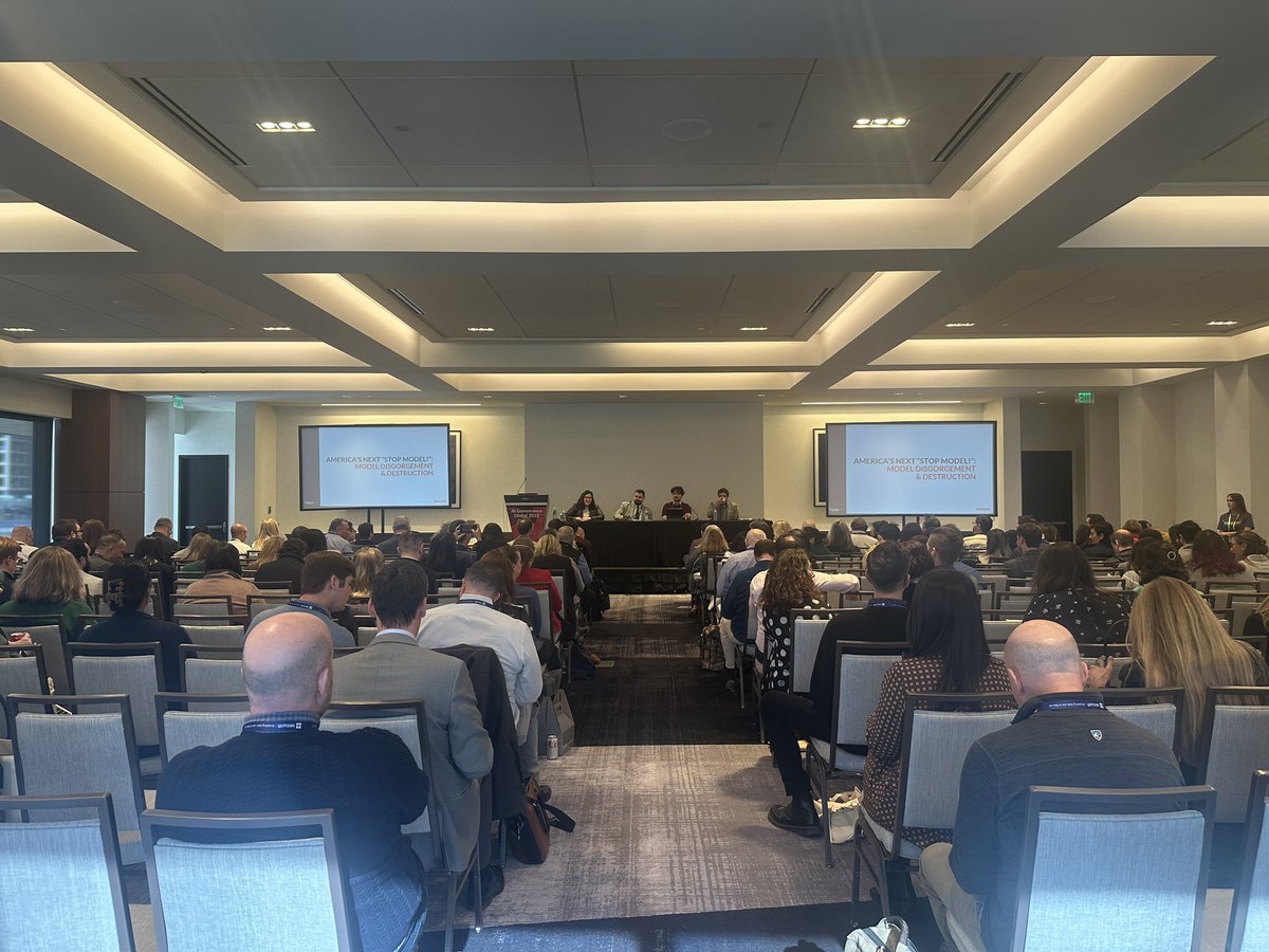 IAPP (@the_iapp) on Twitter photo It’s a packed house at “America's Next "Stop Model!": Model Disgorgement & Destruction”! Join panelists @jevanhutson (<a href="/HintzeLaw/">Hintze Law</a>), <a href="/CedricWhitney/">cedric</a> (<a href="/UCBerkeley/">UC Berkeley</a>), <a href="/TonyaJoRiley/">Tonya Riley</a> (<a href="/BLaw/">Bloomberg Law</a>) and @Wenbinters (<a href="/EPICprivacy/">EPIC</a>) at #AIGG23 It’s a packed house at “America's Next "Stop Model!": Model Disgorgement & Destruction”! Join panelists @jevanhutson (<a href="/HintzeLaw/">Hintze Law</a>), <a href="/CedricWhitney/">cedric</a> (<a href="/UCBerkeley/">UC Berkeley</a>), <a href="/TonyaJoRiley/">Tonya Riley</a> (<a href="/BLaw/">Bloomberg Law</a>) and @Wenbinters (<a href="/EPICprivacy/">EPIC</a>) at #AIGG23