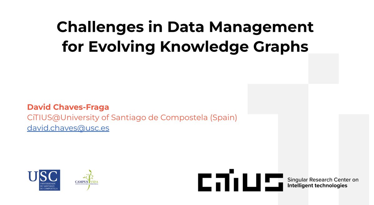 David Chaves-Fraga (@dchavesf) on Twitter photo 📢📢 Next Monday, at <a href="/mepdaw/">MEPDaW workshop</a> (co-located with <a href="/iswc_conf/">International Semantic Web Conference</a>) I'll be discussing current/open challenges in data management for #KnowledgeGraphs with many real examples from the #EU Public Procurement #DataSpace 🧐
Thanks for inviting me <a href="/MEVidalSerodio/">Maria-Esther Vidal 🇪🇺 🇻🇪</a> <a href="/EmetisN/">Emetis Niazmand</a> <a href="/BadmotorF/">BadmotorF</a> <a href="/DGraux/">Damien Graux</a>! 📢📢 Next Monday, at <a href="/mepdaw/">MEPDaW workshop</a> (co-located with <a href="/iswc_conf/">International Semantic Web Conference</a>) I'll be discussing current/open challenges in data management for #KnowledgeGraphs with many real examples from the #EU Public Procurement #DataSpace 🧐
Thanks for inviting me <a href="/MEVidalSerodio/">Maria-Esther Vidal 🇪🇺 🇻🇪</a> <a href="/EmetisN/">Emetis Niazmand</a> <a href="/BadmotorF/">BadmotorF</a> <a href="/DGraux/">Damien Graux</a>!
