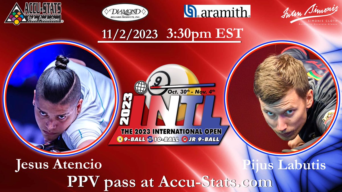 LIveStreamNews1's tweet photo. 9 BALL TIME in THE SIMONIS ARENA !!
3:30pm EST Jesus Atencio VS Pijus Labutis
Commentators are Kim Davenport  and  Mark Wilson
Get your PPV pass at https://t.co/Jinrk7IsX4 https://t.co/VXZFSHcEzk