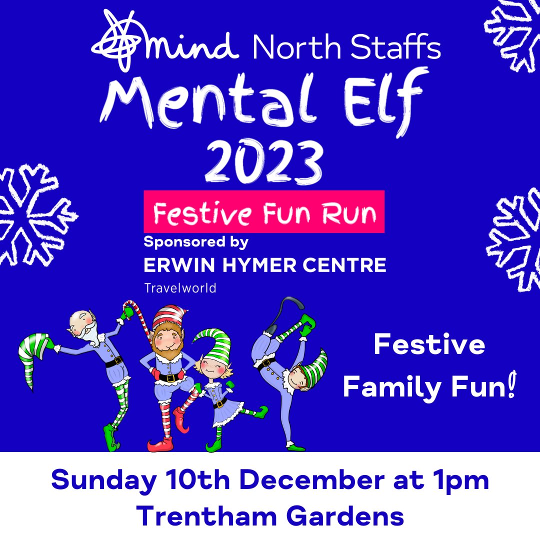 NorthStaffsMind's tweet image. Mental Elf is here! North Staffs Mind will be holding a festive fun run at @the trentham estate on December 10th. Remember you can dress up and there will be prizes for the best dressed!
Sign up today to guarantee your place and medal: ow.ly/pbBU50PYB7Q
 #FestiveFunRun