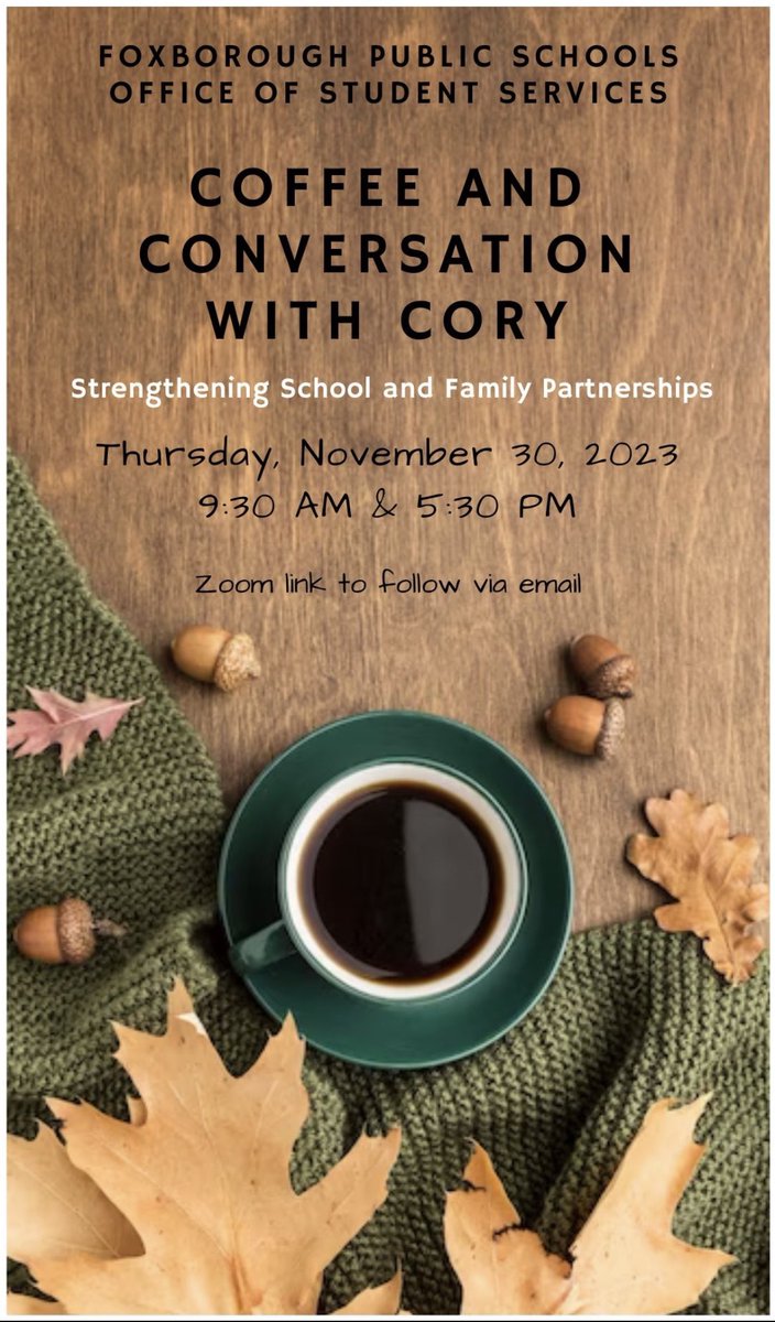 Get out of this chilly weather and enjoy a hot cup of coffee with me! I want your voice heard. We always want to look at ways to strengthen school and family partnerships . 🏫👨‍👩‍👦 Let’s build bridges for better education! 📚 Agenda free. 

See you there.