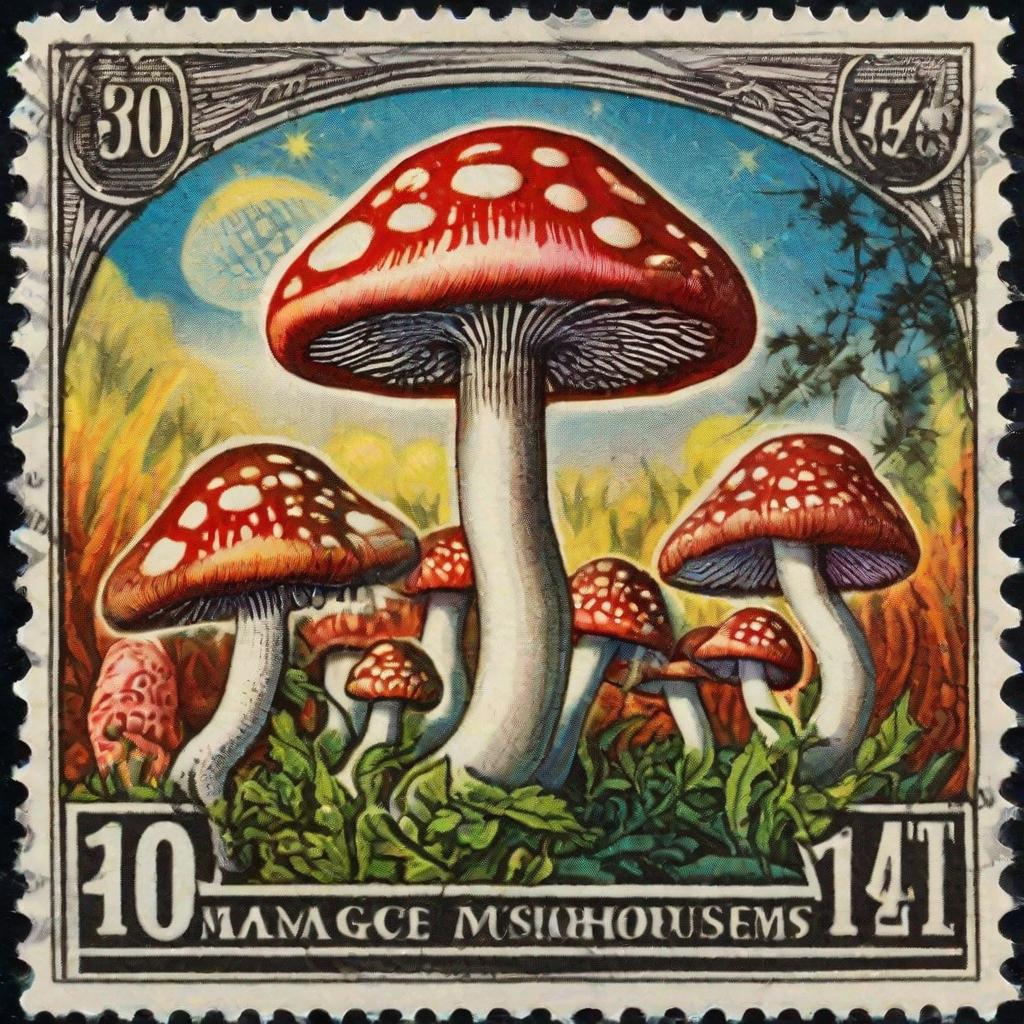 AICantDrawHands's tweet photo. Mushrooms are not here to please you. They are here to challenge, enlighten, and transform you. Always remember the power and mystery of fungi. #mushroomstamp #stamp #postalart #psychedelicart #trippyart #shroomart #mushroom #stonerart #trippy #fakevintage #aicantdrawhands #aiart https://t.co/HiTh3NPkZy