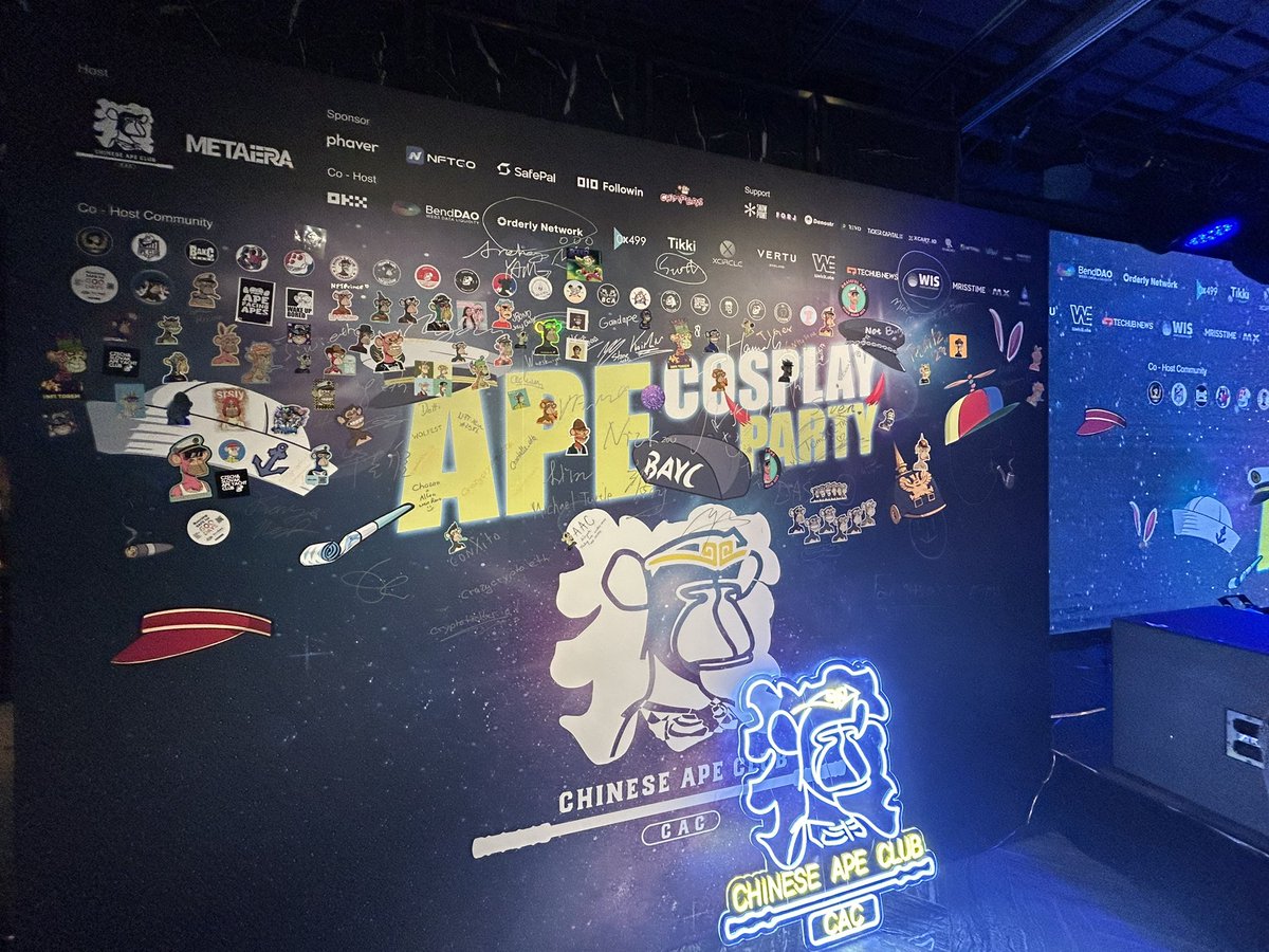 FansMush's tweet photo. Thank you for coming @Chinese_ApeClub Party
Find my Ape @BoredApeYC Sticker 
Welcome 20+ Countries Ape fam around the world https://t.co/hab8VWddGO