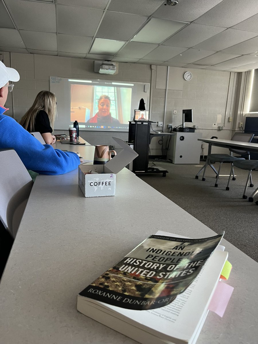 So excited to be spending a little time w/  Dr. <a href="/malindalowery/">Malinda Maynor Lowery</a> on zoom looking at Indigenous peoples’ forms for resistance on a <a href="/GCSchoolsNC/">Guilford Co. Schools</a> PL day. Always grateful for the collab, <a href="/stephenbell54/">Stephen Bell</a> #KnowMore #DoBetter #SocialStudies