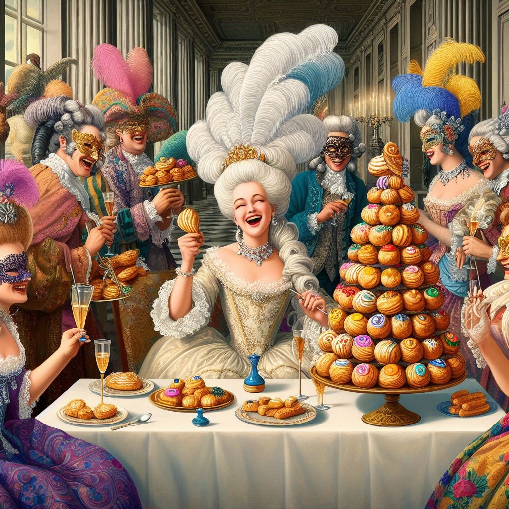 MariaA72886's tweet photo. "🍰 Festejando com amigos e brioches no Palácio de Versalhes. A vida é doce e luxuosa! 🎉👑 #VidaReal #LuxoReal #MariaAntonieta" https://t.co/LMM8Ylsym8
