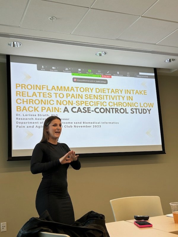price_uf's tweet photo. A huge thank you to Larissa Strath who led today's Pain and Aging Journal Club discussion today at PRICE!
#painandaging #diet #painsensitivity #pain https://t.co/3nQWpIJyuU