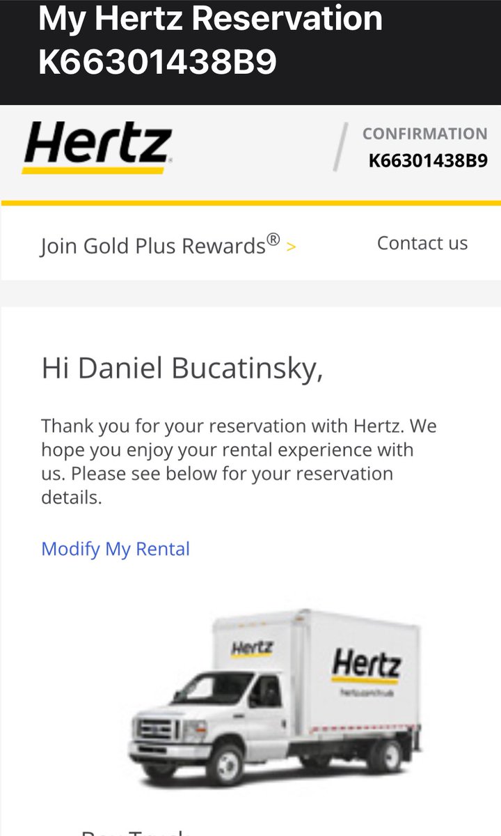 Confirmation from Hertz of a truck rental — all moving supplies have been scheduled - only to be told “we don’t have your truck… haven’t for 3 months”. The OPPOSITE of customer service. #hertz HURTS. #hertzhurts Get it together. Unacceptable @Hertz