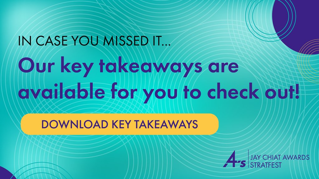 🚀 It's been a month since #4AsStratFest!

If you missed attending or would like a recap, fret not! We've got you covered with the key takeaways right here: bit.ly/40kzbu2
#4AsStratFest #AdvertisingStrategy
