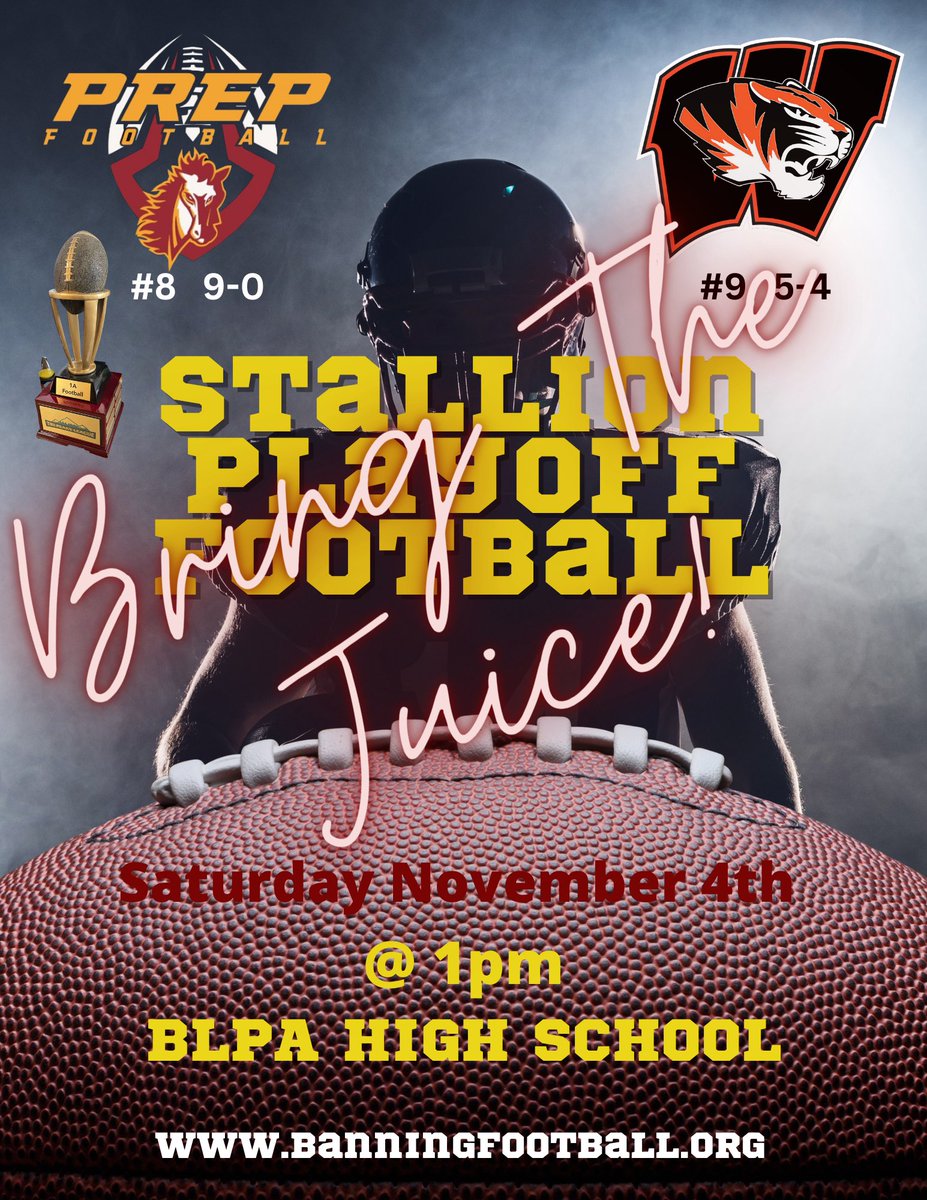 CHSAA Playoffs 1st Round-#8 BLPA hosts #9 Wiggins at BLPA High School 1 pm Saturday 11/4.  Here is the link to purchase tickets for the game!
payschoolsevents.com/events/details…