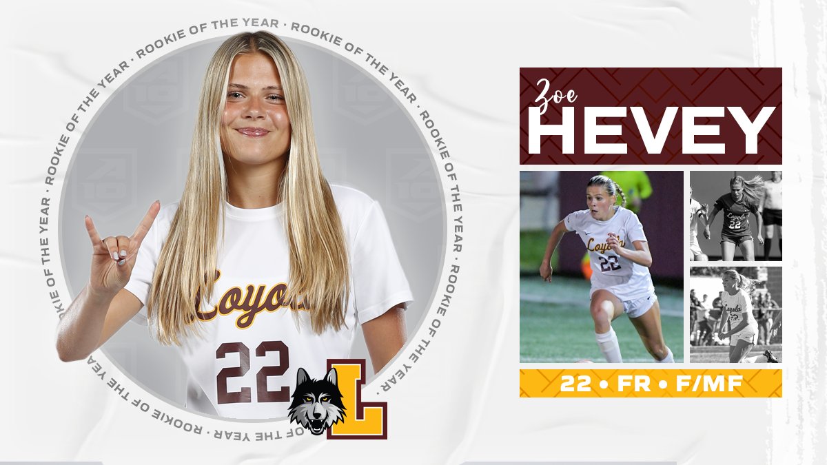 Your #A10WSOC Rookie of the Year, <a href="/RamblersWSOC/">Loyola Women's Soccer</a>'s Zoe Hevey!

⚽️ ranks 2nd for Ramblers with 12 points, tallying three goals and a team-leading six assists
⚽️ in the A-10, ranks 4th in shots (2.94), shots on goal (1.72)/game, and T-5th in assists (6)

📰: shorturl.at/dyCGW