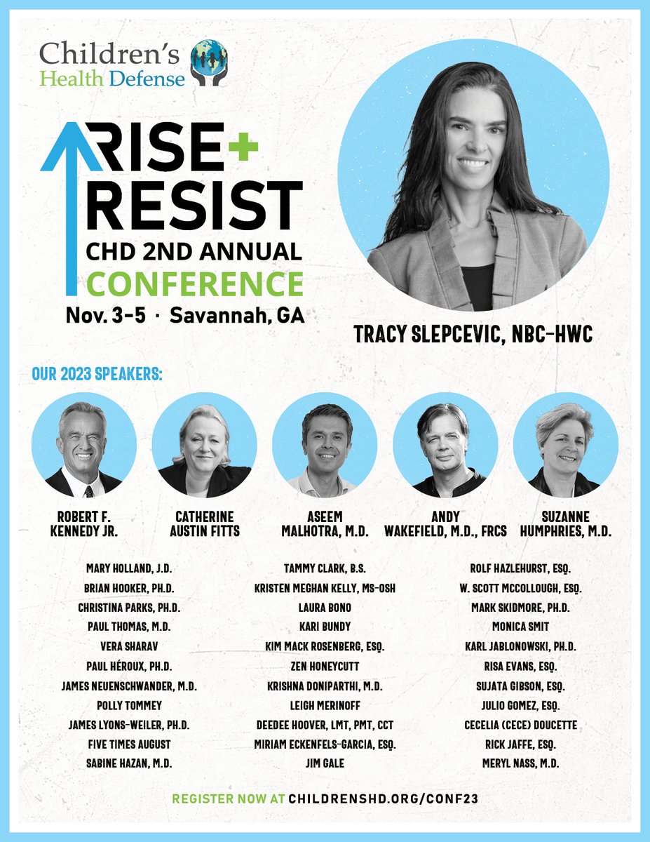 AutismMomTracy's tweet photo. Looking forward to enjoying the CHD Rise + Resist Conference this weekend in lovely Savannah. On Friday, I will present "Hope for Autism" following Dr. Andrew Wakefield's presentation. Can't wait to connect with old friends, and new!

#CHDConference #RiseAndResist #ChildrensHealthDefense #HopeForAutism #WarriorMom #Savannah #ConferenceSeason