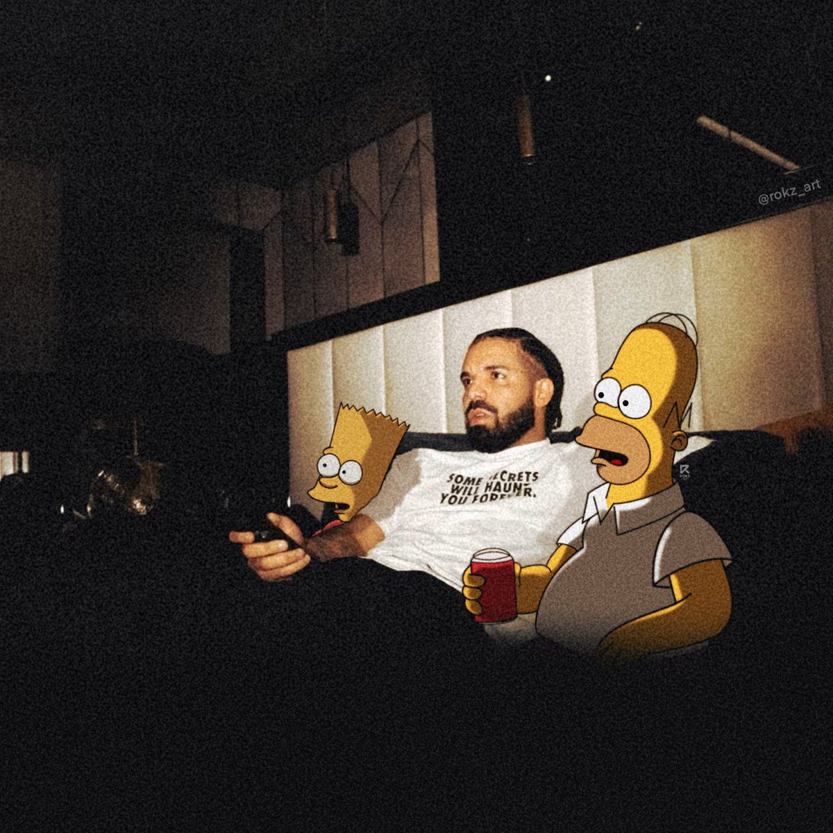 ONEROKZ1's tweet photo. Netflix and Chill with Drizzy #rokzart #drake #TheSimpsons https://t.co/dvlsTagvSh