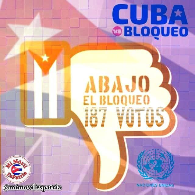 El repudio de la comunidad internacional al bloqueo de EEUU contra Cuba es abrumador. #MejorSin Bloqueo #LasTunas