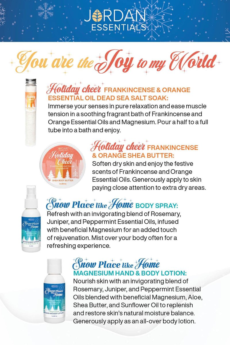 lisainsocal's tweet photo. November 2023 Joyful Jordan Box
Unwrap Pure Pampering with the Joyful Jordan Spaladay Gift Box! π
Treat yourself or a loved one to the gift of relaxation. Features two Pure Essential Oil Blends.
#PurelyPerfectGift #SpaDay #GiftOfRelaxation #essentialoils
https://t.co/XO0L797Vz9 https://t.co/71GHqxgsnx