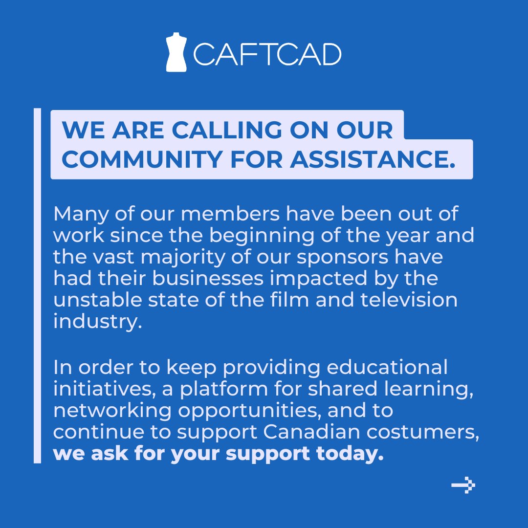 allisa_s's tweet photo. As the President of CAFTCAD, this is near and dear to my heart. The strikes have taken a toll and as Costume Professionals who dress the people you see every time you turn on your TV, or stream something or watch a commercial, we are asking for your help! xoxo #costumedesign https://t.co/sKKwetTrI9