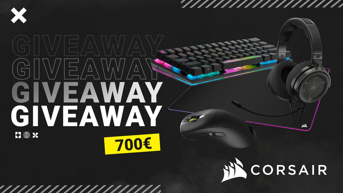 Ayzen (@ayzenlr) on Twitter photo Pour célébrer mon nouveau partenariat avec
<a href="/CORSAIRFRA/">CORSAIR France</a>, on organise un GIVEAWAY !
A GAGNER 🏆:
- Clavier K70 PRO MINI
- Souris M75 AIR WIRELESS
- Casque VIRTUOSO PRO
- Tapis MM700 RGB Extended 3XL
• Follow <a href="/CORSAIRFRA/">CORSAIR France</a> & <a href="/AyzenLr/">𝕬𝖞𝖟𝖊𝖓</a>
• RT et LIKE
TAS 10/11
Publicité Pour célébrer mon nouveau partenariat avec
<a href="/CORSAIRFRA/">CORSAIR France</a>, on organise un GIVEAWAY !
A GAGNER 🏆:
- Clavier K70 PRO MINI
- Souris M75 AIR WIRELESS
- Casque VIRTUOSO PRO
- Tapis MM700 RGB Extended 3XL
• Follow <a href="/CORSAIRFRA/">CORSAIR France</a> & <a href="/AyzenLr/">𝕬𝖞𝖟𝖊𝖓</a>
• RT et LIKE
TAS 10/11
Publicité